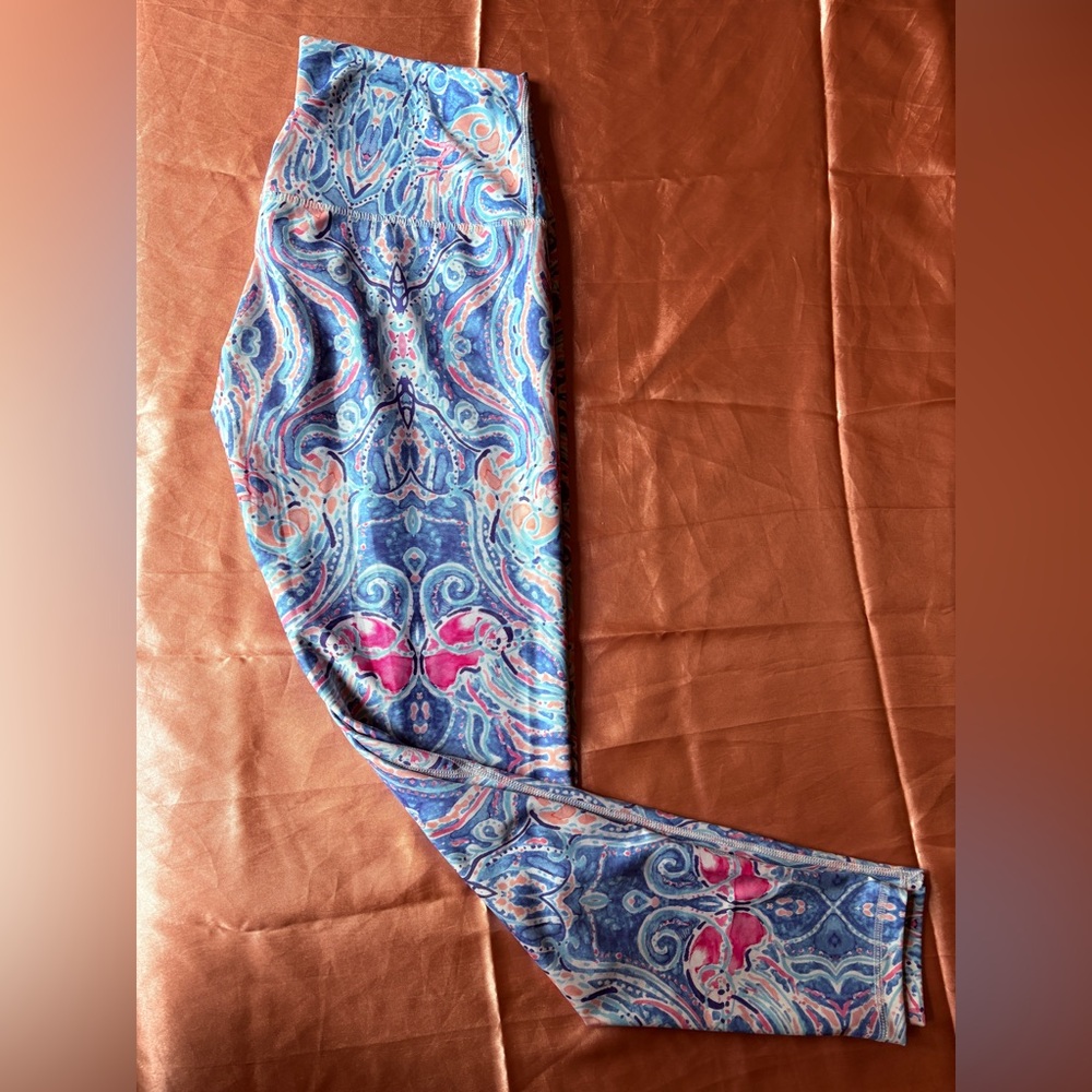 Paisley Stretch Leggings in Blue & Pink